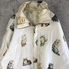 A1753古着　ジャケット　ホワイト　猫　アニマル　動物　総柄 A1753古着 ジャケット ホワイト 猫 アニマル 動物 総柄 - メルカリ