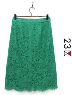 U292/美品 22SS 23区 ひざ丈スカート フラワーコードレース 38 緑