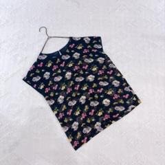 L'art VIVANT トップス 花柄 ノースリーブトップス ネイビー 透け