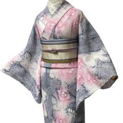 ̮⃝ 身丈161 乙女 白ピンクの薔薇 絞り浴衣 有松絞り 鳴海絞り