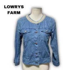 2171★ 【LOWRYS FARM】　デニム風　シャツ　ブラウス　ビジュー　M