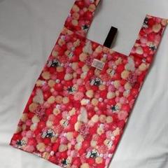 ★エコバッグ★ハンドメイド★ドライフラワー柄(レッド)★Mサイズ★
