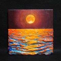 油絵 アートパネル【オレンジの月】 油絵 絵画 アートパネル【オレンジの満月】 | HIROSHI1990