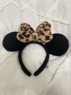 ミニーマウス風ヒョウ柄カチューシャ