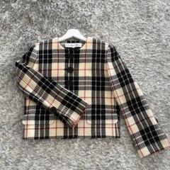 【美品】Christian Dior ノーカラー　テーラードジャケット　千鳥柄 christian Dior】【イタリア製】クリスチャンディオール『千鳥格