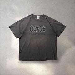 AC/DC BACK IN BLACK コピーライトtシャツフェードグレーY2K