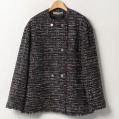 美品✨ セオリーリュクス ミックスツイードジャケット ノーカラー 定価4.9万 極美品 定価7.6万 セオリーリュクス ツイードノーカラー