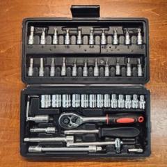 工具セット 46点 ソケットレンチ ラチェット DIY 整備 ケース有 シンプルのサムネイル