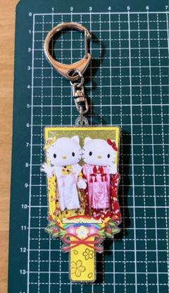 ⑫【新品】キティちゃん 羽子板 ピンク レッド ＜2点セット＞ bb-yamadaya_kitty-fujimusume