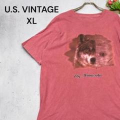 【一点物】U.S. VINTAGE 古着Tシャツ アニマルXL レッド くすみ