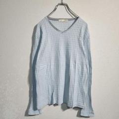 タケオキクチ ロングTシャツ カットソー Vネック 水色 メンズL相当