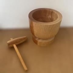 昭和レトロ 木製 臼 杵 ミニサイズ 餅つき オブジェ インテリア