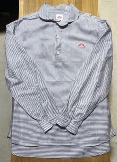 ☆お値下げ☆美品【DANTON】ダントン丸襟シャツ 36 ※店舗クリーニング済 美品 DANTON ダントン 丸襟プルオーバーシャツ 青 ギンガム