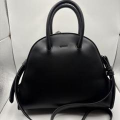 豪華 美品)emmi フェイクレザー ブラック ラウンドボストンバッグ バッグ