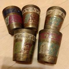 金属製カップ5個セット　インド　小物入れ　アンティーク