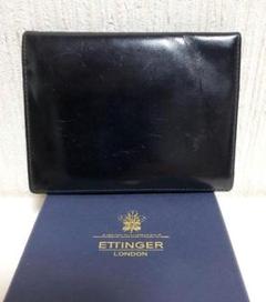 イギリス王室 御用達！ ETTINGER 二つ折り財布 黒 中古良品のサムネイル