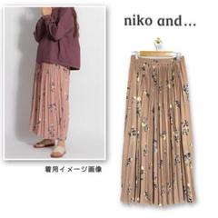 ニコアンド ボトムス ロングスカート シフォン柄 プリーツスカート くすみピンク
