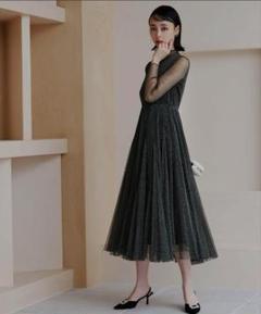 美品 ルイルエブティック ラメチュール メロウ ワンピース RUIRUE BOUTIQUE ドレス オケージョンドレス 結婚式 ｜ ラメ