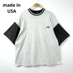 90s USA製 ツートンカラー AAC プリント 半袖 Tシャツ S19b