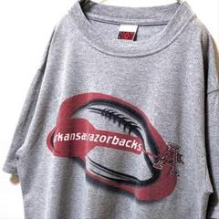 ナイツ アーカンソーレイザーバックス デカロゴ Tシャツ グレー灰色 L古着