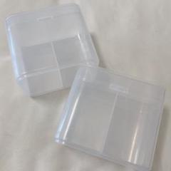 2個セット　蓋付きコットンケース 綿棒入れ 透明 プラスチック　セパレート