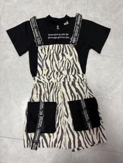 ANAPKIDS ANAPGIRL ゼブラ柄サロペット・Tシャツセット