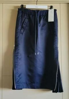 極美品 sacai サカイ ナイロン スカート ネイビー シルク100％ (3) 極美品 sacai サカイ ナイロン スカート ネイビー シルク100