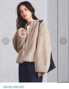 UNITED ARROWS ベージュ ファーコート 6(ROKU) ＞フェイクファー コート