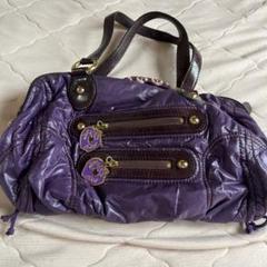新品☆ ANNA SUI ショルダーバッグ カットローズ 2way 黒 紫