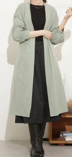 【美品】ナノユニバース ナイロンストレッチノーカラーロングコートのサムネイル