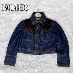 ☆ DSQUARED2☆デニムジャケットイタリア製短丈ショート 入手困難☆ DSQUARED2 レザー切替デニムジャケットイタリア製短