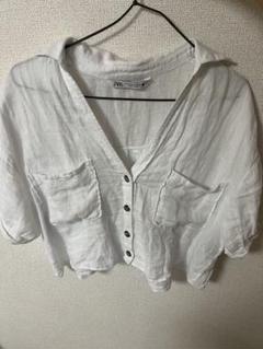 【ZARA】ホワイトリネンボタンシャツ