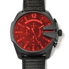 DIESEL ディーゼル 腕時計 メンズ メガチーフ レッドガラス 革 新品