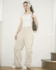 ミュゲ muguet side tuck long pants beige ミュゲ muguet side tuck long pants beige - メルカリ