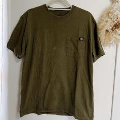 Dickies オリーブグリーン 半袖Tシャツ 左胸ポケット付き