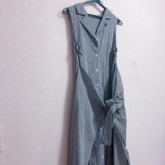セシルマクビー ロングシャツワンピース 紺チェック