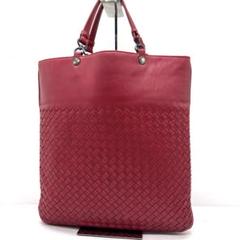 【美品】ボッテガヴェネタ トートバッグ イントレチャート パイソン レザー 赤 BOTTEGA VENETA - 【美品】ボッテガヴェネタ トートバッグ