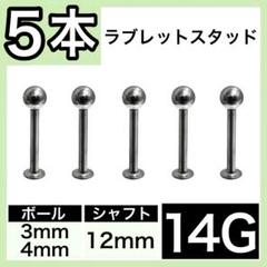 ↭ラブレットスタッド↖ 14G 12mm 5本　軟骨ピアス　ストレートバーベル