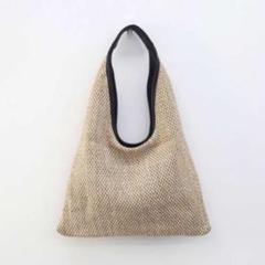 メッシュ トライアングルトート バッグ ショルダーバッグ ベージュ 籠バッグ