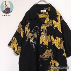 柄シャツ　スカーフ柄　高級感　装飾　アート　総柄　ビックシルエット　L相当