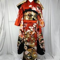 華やか振袖 赤黒花柄(専用) メルカリルールに基づいたものとする。 正絹振袖 絞り 駒刺繍 扇流水花文 金彩 振袖セット 振袖フル