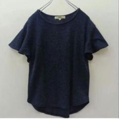 2『オゾック』半袖カットソー【M】ランダムリブ 霜降り Tシャツ 濃紺のサムネイル