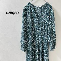 UNIQLO 花柄　グリーン　シャツ　ロングワンピース 長袖　カーディガン　M