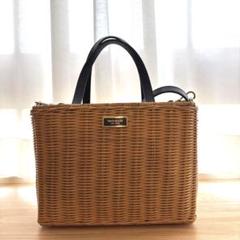 【美品】kate spade ブルームストリートサム かごバッグ　ネイビー 美品】kate spade ブルームストリートサム かごバッグ ネイビー