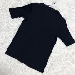 UNIQLO リブトップス　レディース　5分袖　ボトルネック　ブラック　（L）