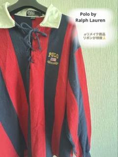 Polo by Ralph Lauren ラガーロングT 赤/紺 ※リメイク商品 Polo by Ralph Lauren ラガーロングT 赤/紺 ※リメイク商品