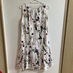 untitled ボタニカル 花柄ノースリーブひざ丈ワンピース Sサイズ