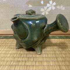 ★値下★青緑色 陶器製急須 ユニークデザイン
