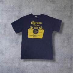 コロナエキストラビール古着半袖TシャツメンズプリントロゴネイビーR682