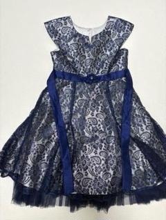 jena-michelネイビー花柄レースフレアドレス140㎝